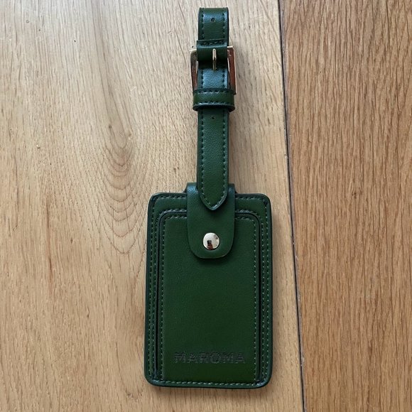 MAROMA Leather Luggage Tag in Hunter Green NWOT - Picture 2 of 6